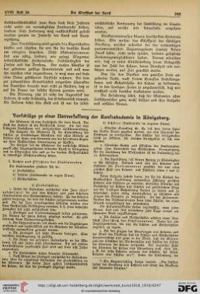 18: Vorschläge zu einer Notverfassung der Kunstakademie in Königsberg
