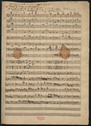 Sinfonien. Fragmente; strings, winds; D-Dur; MWV N 8