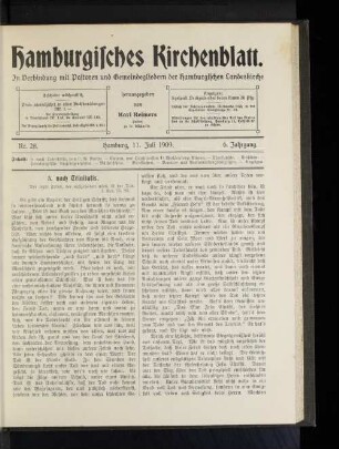 Nr. 28. Hamburg, 11. Juli 1909. 6. Jahrgang.