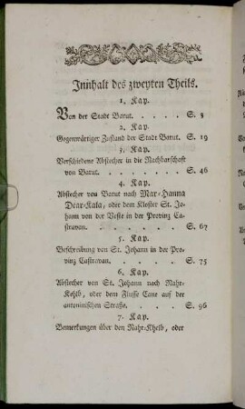 Innhalt des zweyten Theils.