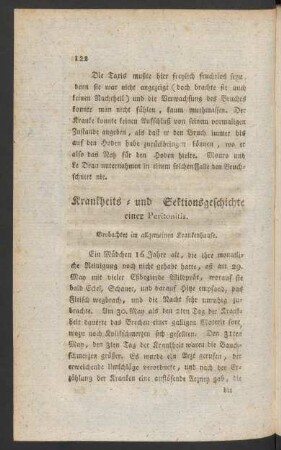 Krankheits- und Sektionsgeschichte einer Peritonitis