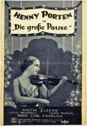 Programmheft zu dem deutschen Spielfilm "Die große Pause"