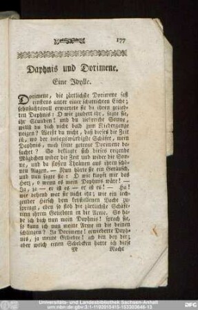 Daphnis und Dorimente. Eine Idylle.