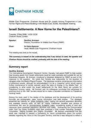 Israeli settlements: a new home for the Palestinians?