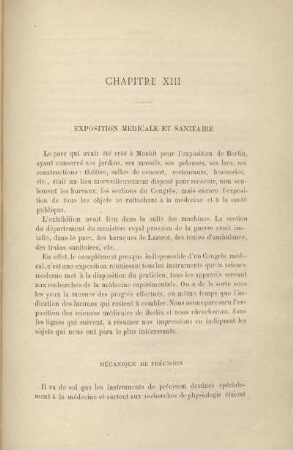 Chapitre XIII. Exposition médicale et sanitaire