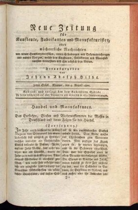 32tes Stück. Weimar, den 9. August 1800.
