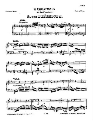 Beethoven's Werke. 181 = Serie 17: Variationen für das Pianoforte, 32 Variationen : [WoO 80]