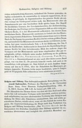 577-579 [Rezension] Rademacher, Arnold, Religion und Bildung