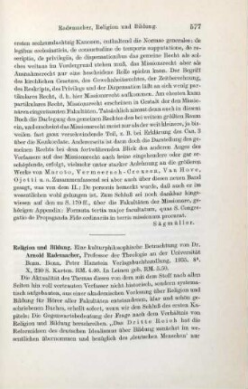 577-579 [Rezension] Rademacher, Arnold, Religion und Bildung