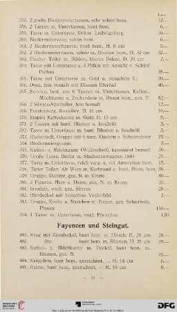 Fayencen und Steingut (Nr. 401-452)