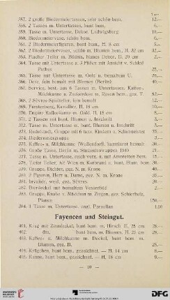 Fayencen und Steingut (Nr. 401-452)