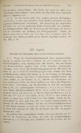 XIV. Capitel. Probleme der Bewegung eines unveränderlichen Systems.