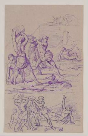 Kampf mit Steinen [Entwurf zu einem Illustrationszyklus mit Szenen aus Homers "Ilias"]