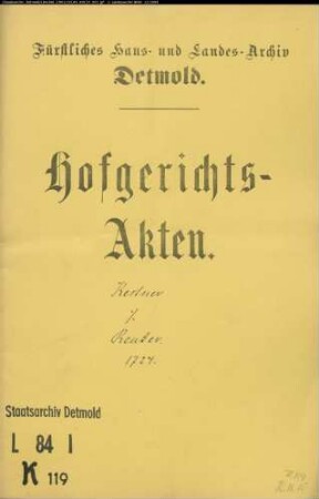 Kestner, Hofgerichtssekretär gegen Reuter zu Ermgassen - Schuldforderung