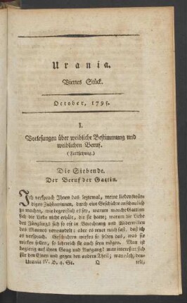 Viertes Stück. October, 1795