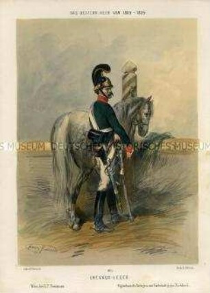 Uniformdarstellung, Chevauleger, Österreich, 1809/1835. Tafel 90 aus: Gerasch: Das Oesterreichische Heer.