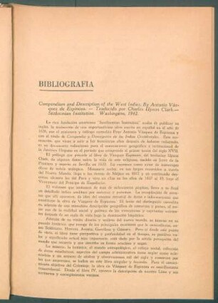 "Compendium and Description of the West Indies", by Antonio Vásquez de Espinosa