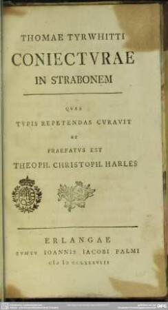 Thomae Tyrwhitti Coniecturae In Strabonem