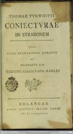 Thomae Tyrwhitti Coniecturae In Strabonem