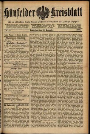 Ausgabe vom Donnerstag, den 29. September 1898.