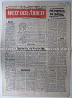 Wochenzeitung des Deutschen Gewerkschaftsbundes "Welt der Arbeit" u.a. zur europäischen Finanzpolitik