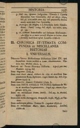 237-414, III. Chronica Systemata Compendia et Miscellanea Historiae