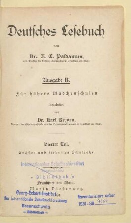Teil 4 = 6. und 7. Schuljahr, [Schülerband]: [Teil 4 = 6. und 7. Schuljahr, [Schülerband]]