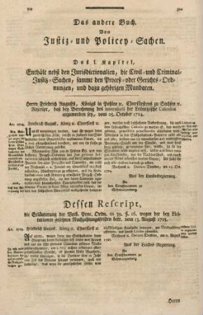 Das andere Buch. Von Justiz- und Polizey-Sachen