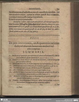 XXXII. De iure retentionis, an & quatenus ratione dotis, vel aliorum bonorum mulieri vel aliis competat