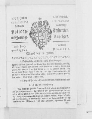 24tes Stück, Ausgabe vom 11. Junius 1777