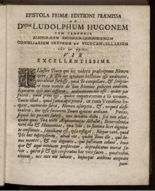 Epistola primae editioni praemissa ...