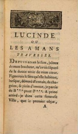 Lucinde, ou les amans traversés : histoire presque véritable