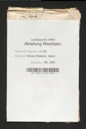 Abrechnung über den Empfang von Zehntkorn.