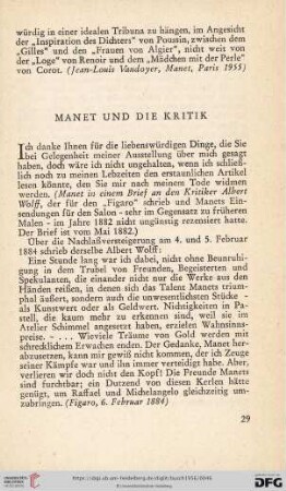Manet und die Kritik