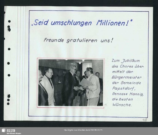 Glückwünsche vom Bürgermeister der Gemeinde Papstdorf