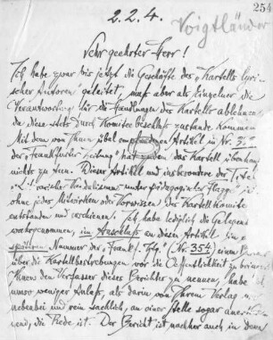 Brief an den Verlag Robert Voigtländer