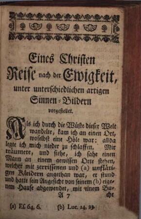 Eines Christen Reise nach der seligen Ewigkeit, 1