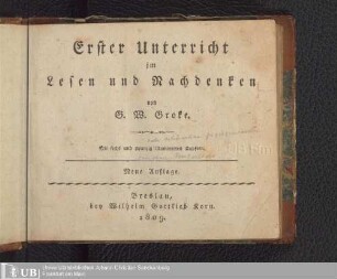 Erster Unterricht im Lesen und Nachdenken