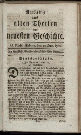 LI. Nachl. Coburg, den 19. Dec. 1761.