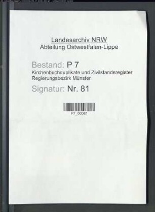 Zivilstandsregister der Munizipalität Beelen (T 1814, Hammscher Kreis, Kanton Sassenberg, Bezirk Beelen). (Gemeinde: Beelen, Kreis Warendorf)