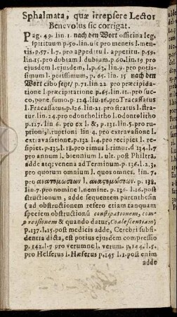 Sphalmata, quæ irrepsere Lector Benevolus sic corrigat.
