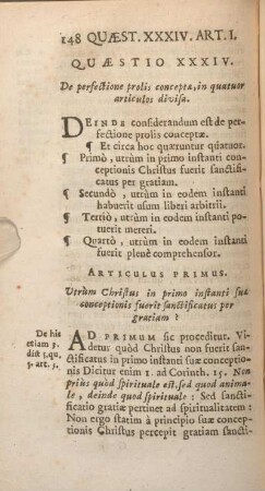 Quaestio XXXIV. De perfectione prolis concepta, in quatuor articulos divisa.