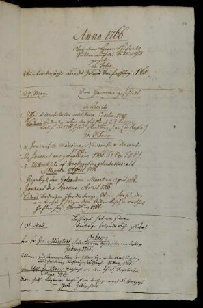 Von dem Herrn Hofrath Pütter auf die Bibliothek gegeben. - Von Hannover geschickt. - Bossiegel hat von seinem Verlage folgende Bücher geliefert.