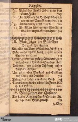 IV. Blat-Zeiger der Gesänge.