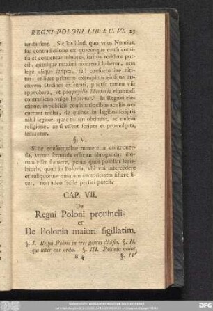 Cap. VII. De Regni Poloni provinciis et De Polonia maiori sigillatim.