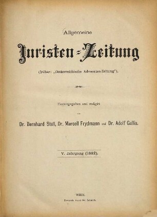 Allgemeine Juristen-Zeitung. 5. 1882