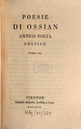 Poesie di Ossian antico poeta celtico. 4