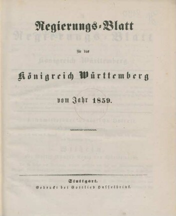 1859: Regierungsblatt für das Königreich Württemberg