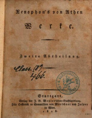 Xenophon's von Athen Werke, Abth. 2