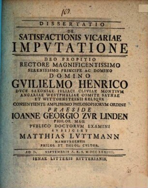 De satisfactionis vicariae imputatione